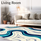 Bold Navy Teal Flowing Wave Rug