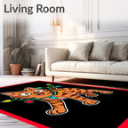 Orange Tabby Cat With Christmas Lights Rug