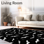 Black White Flying Bat Night Rug