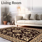 Rich Cream Floral Medallion Dark Rug