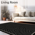 Dark Gray Wavy Wood Grain Rug