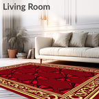 Classic Red Bow Motif Border Rug
