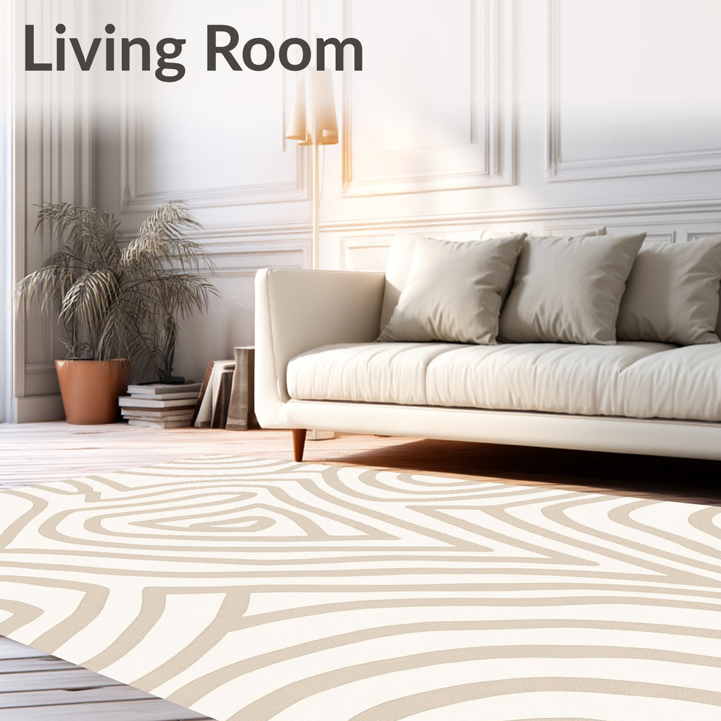 Minimalist Beige Abstract Contour Rug