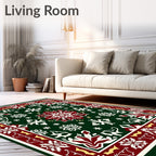 Deep Emerald Festive Floral Medallion Rug