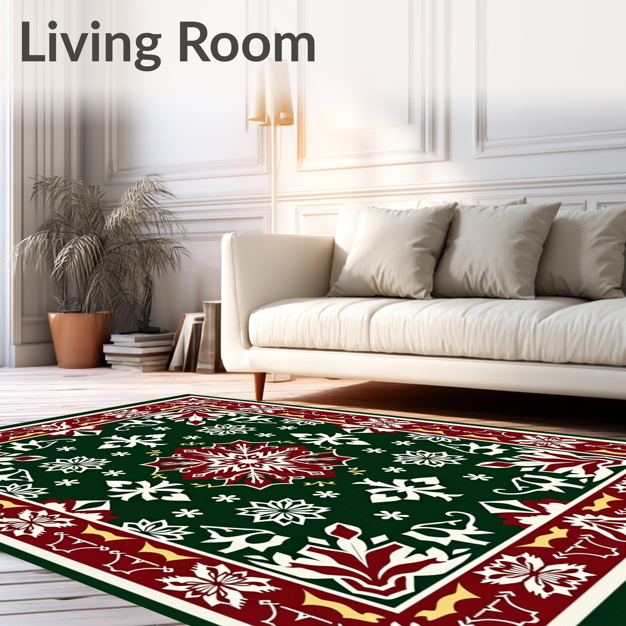 Deep Emerald Festive Floral Medallion Rug