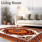 Warm Orange and Plum Medallion Rug