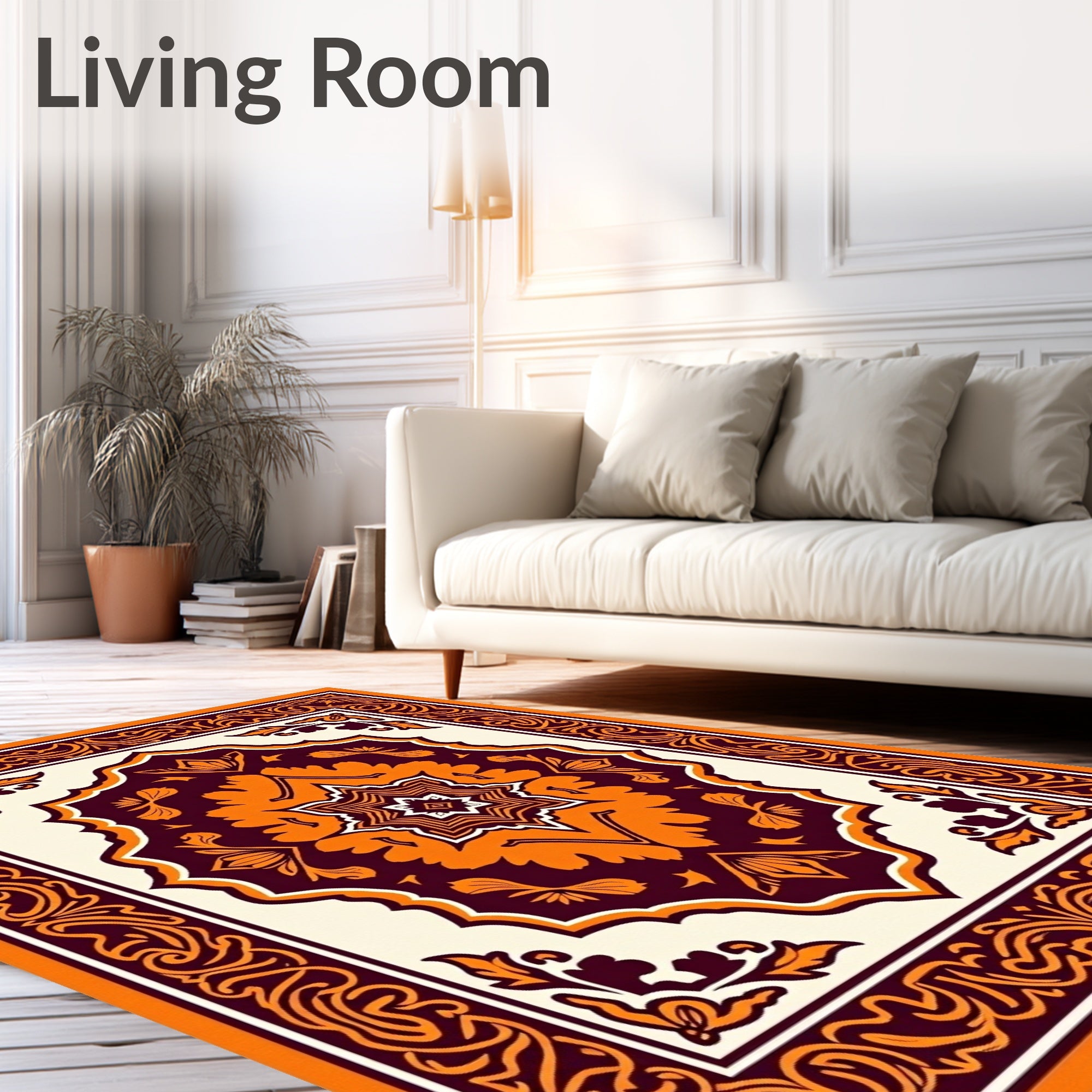 Warm Orange and Plum Medallion Rug