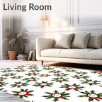 Festive Holly Berry Star Arrangement Rug