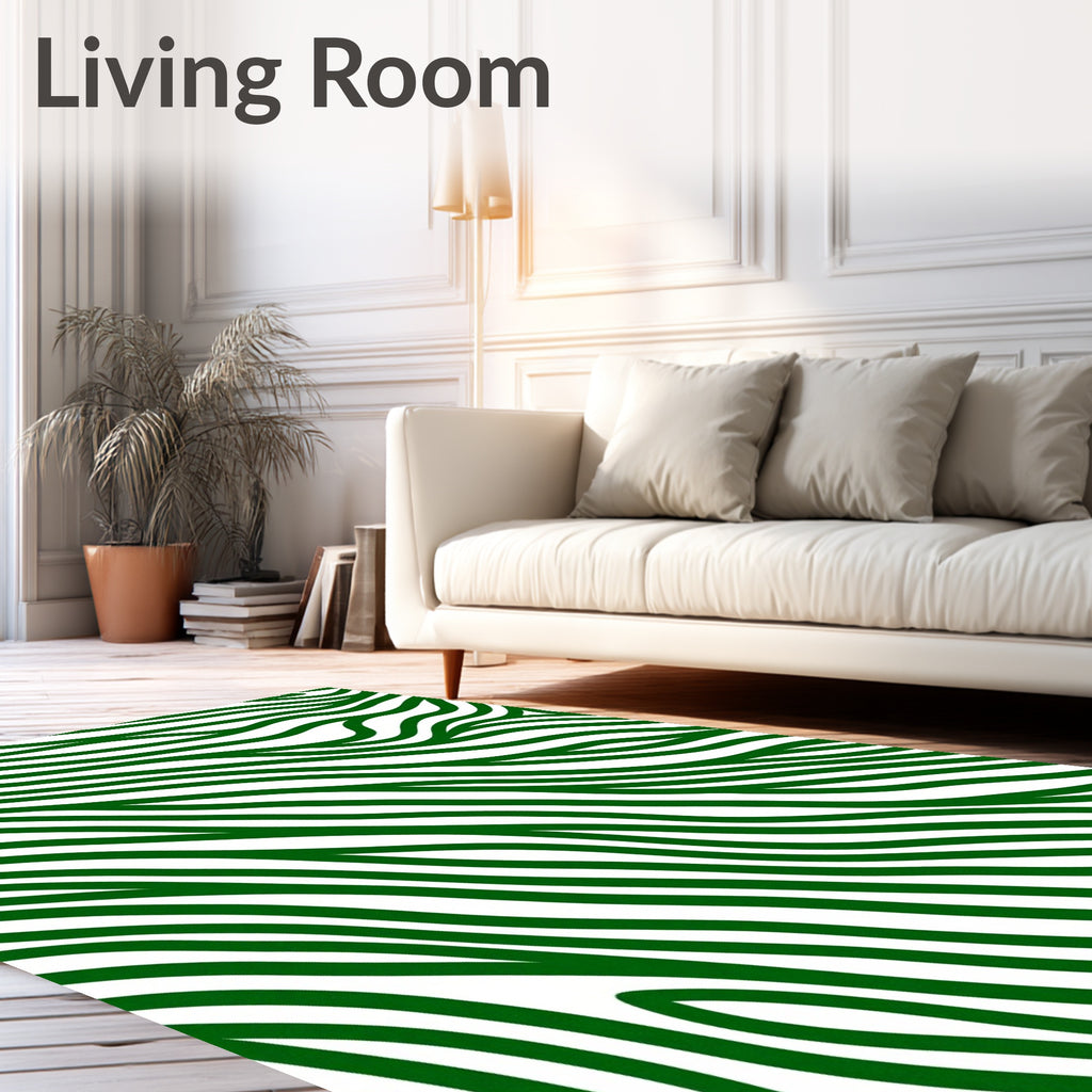 Abstract Green Zebra Striped Rug