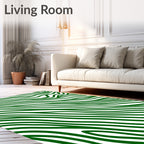 Abstract Green Zebra Striped Rug