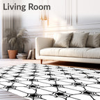 Monochrome Black Spiderweb Hexagon Loom Rug