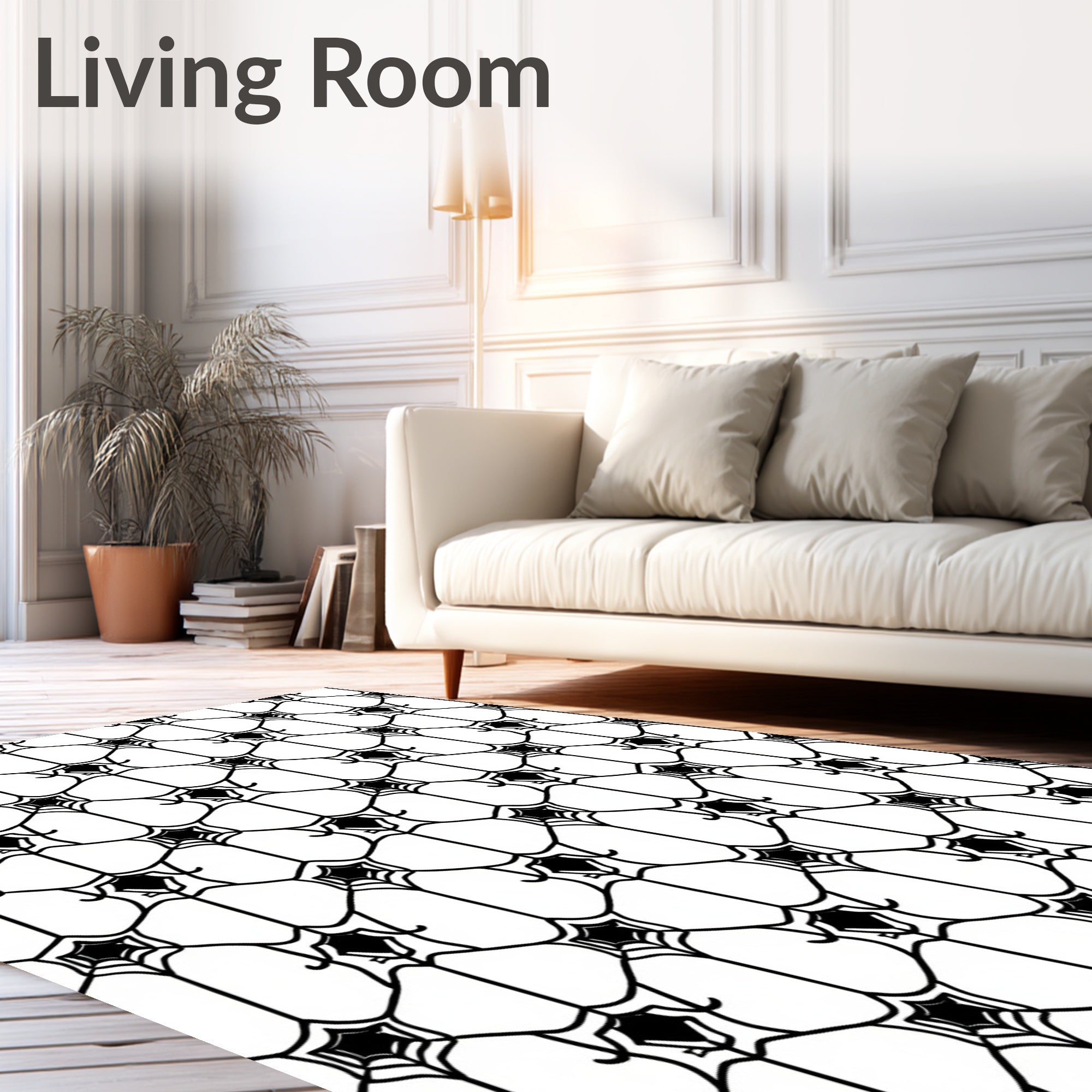 Monochrome Black Spiderweb Hexagon Loom Rug