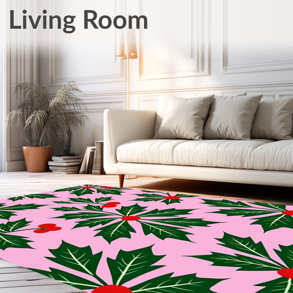 Pink Holly Berry Garland Rug