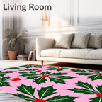 Pink Holly Berry Garland Rug