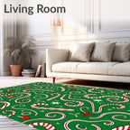 Festive Candy Cane Swirls and Hearts Rug