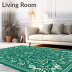 Emerald Green Floral Medallion Rug