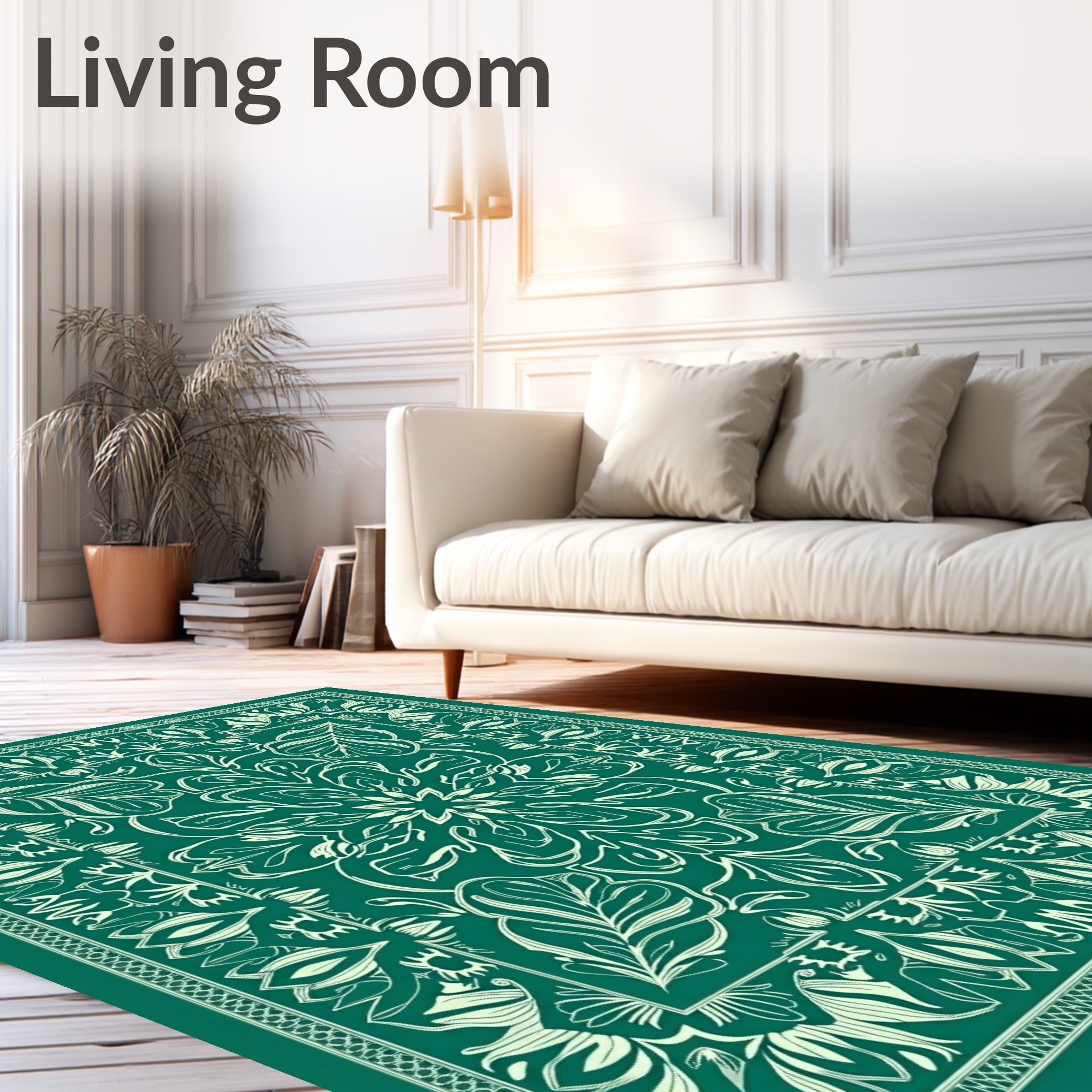 Emerald Green Floral Medallion Rug