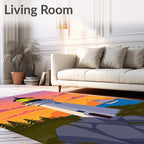 Coastal Sunset Lighthouse Sailboat Scene Rug
