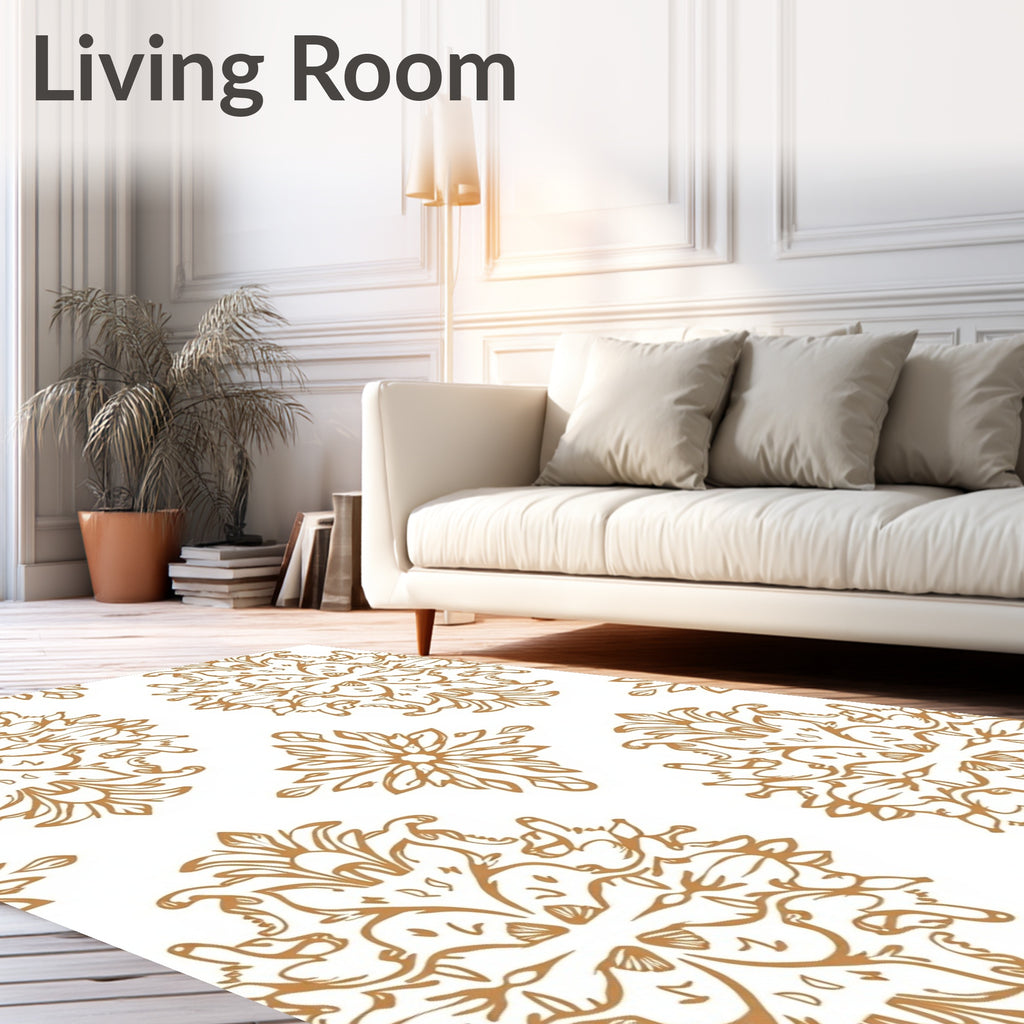 Golden Rococo Scroll Medallion Repeat Rug