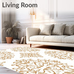 Golden Rococo Scroll Medallion Repeat Rug