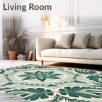 Emerald Green Floral Medallion Mandala Rug