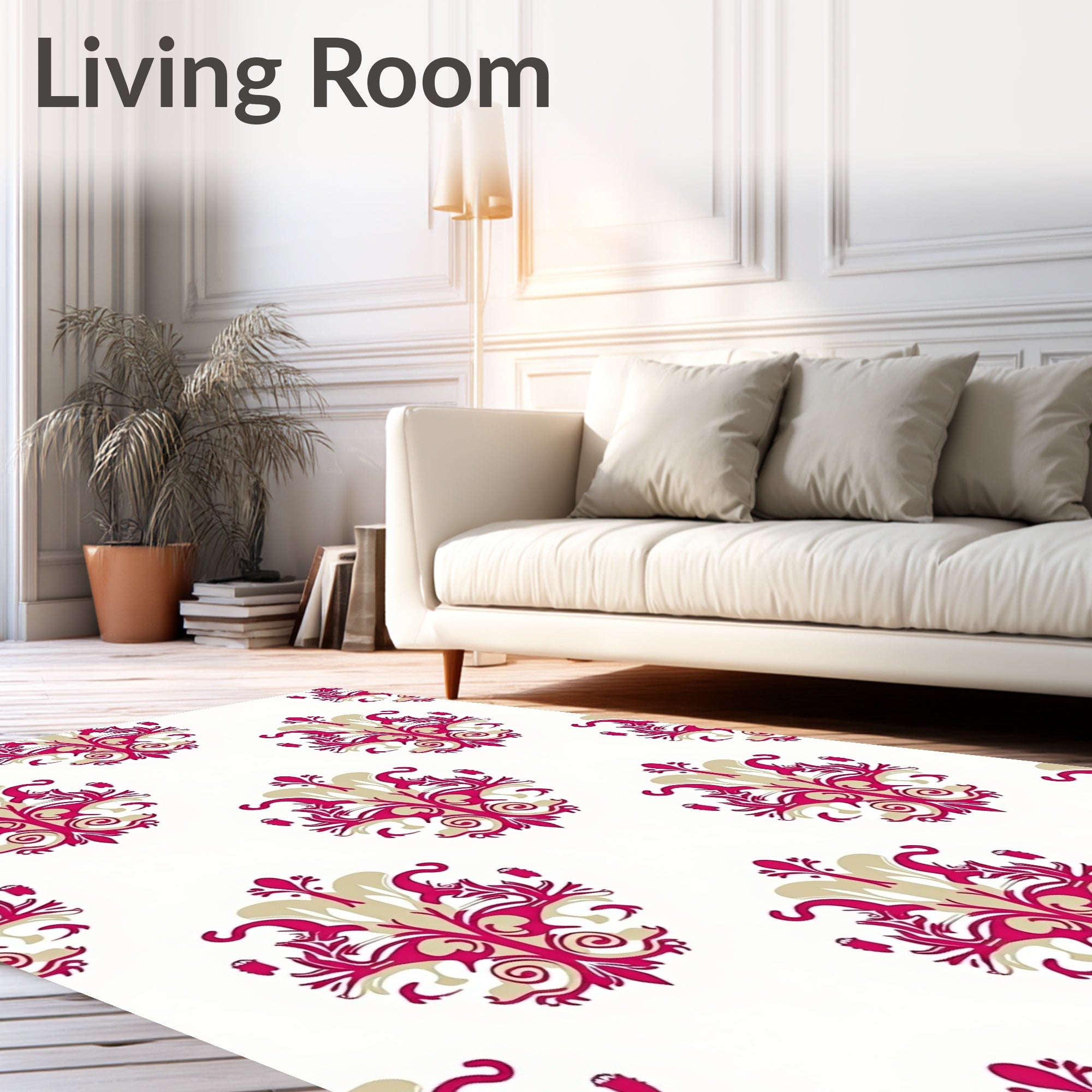 Crimson Gold Traditional Damask Rug
