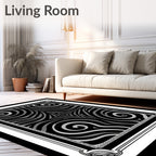 Monochrome Swirl Abstract Optical Illusion Rug