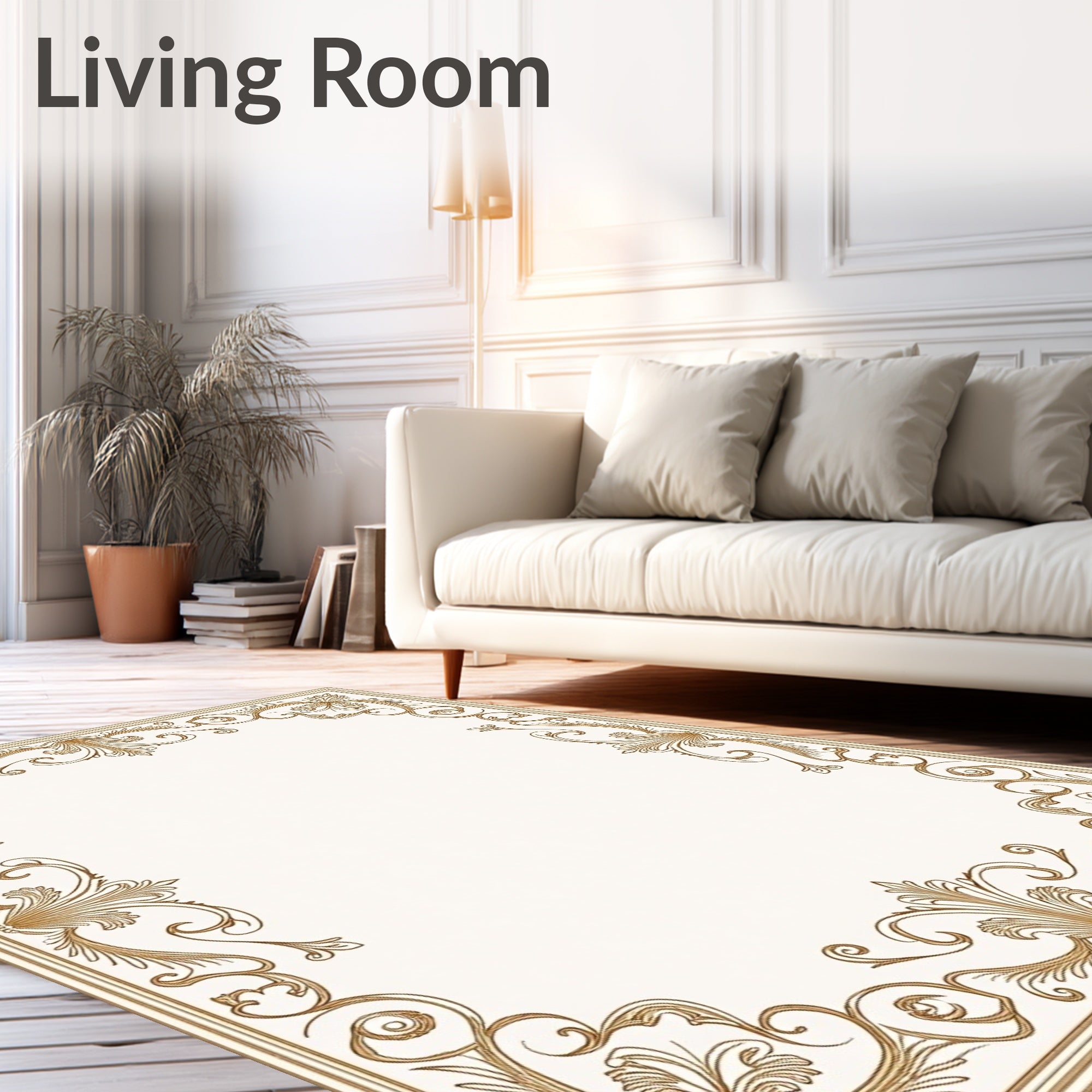Antique Golden Acanthus Flourish Border Rug
