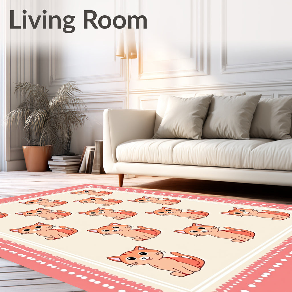Playful Orange Tabby Cats Arrangement Rug