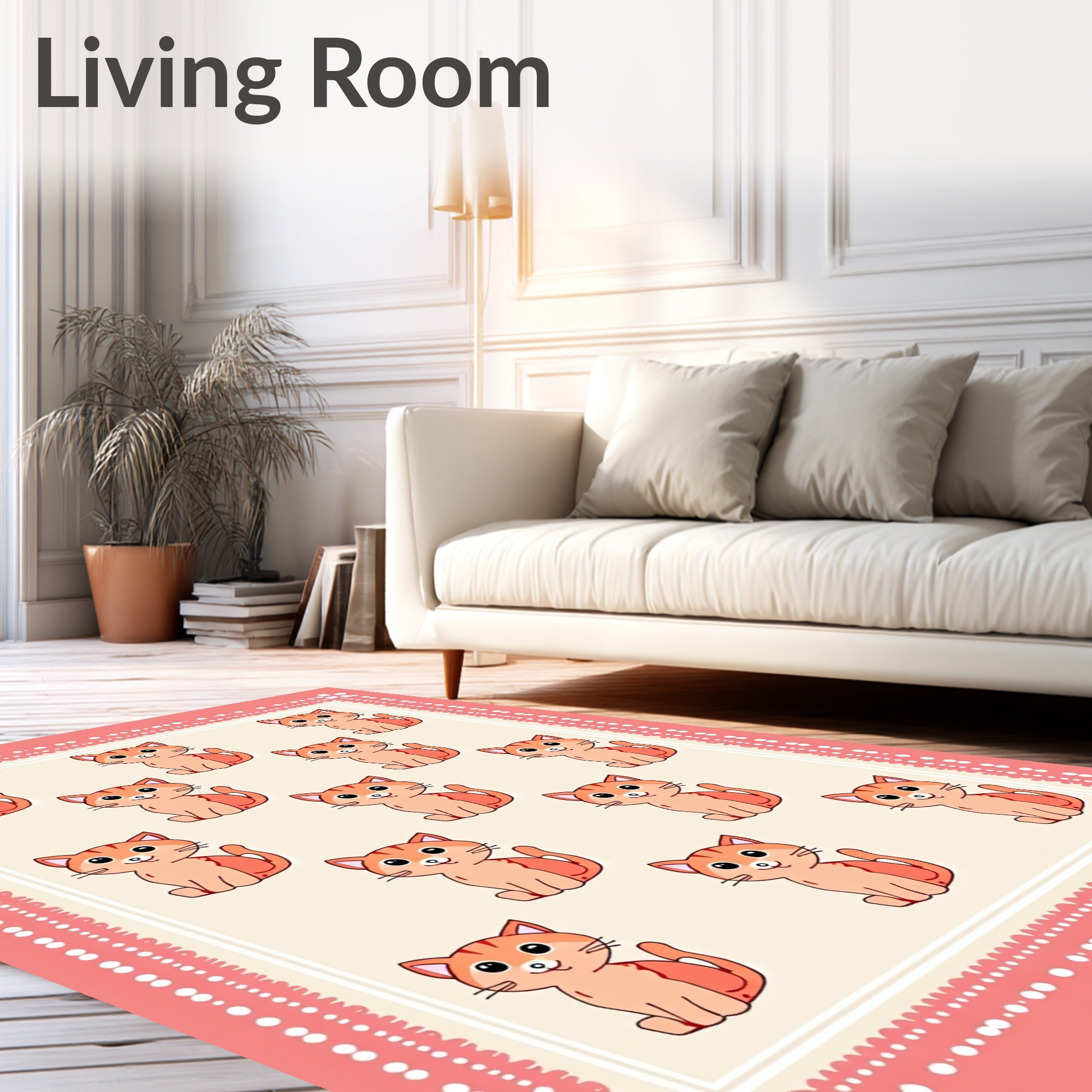 Playful Orange Tabby Cats Arrangement Rug