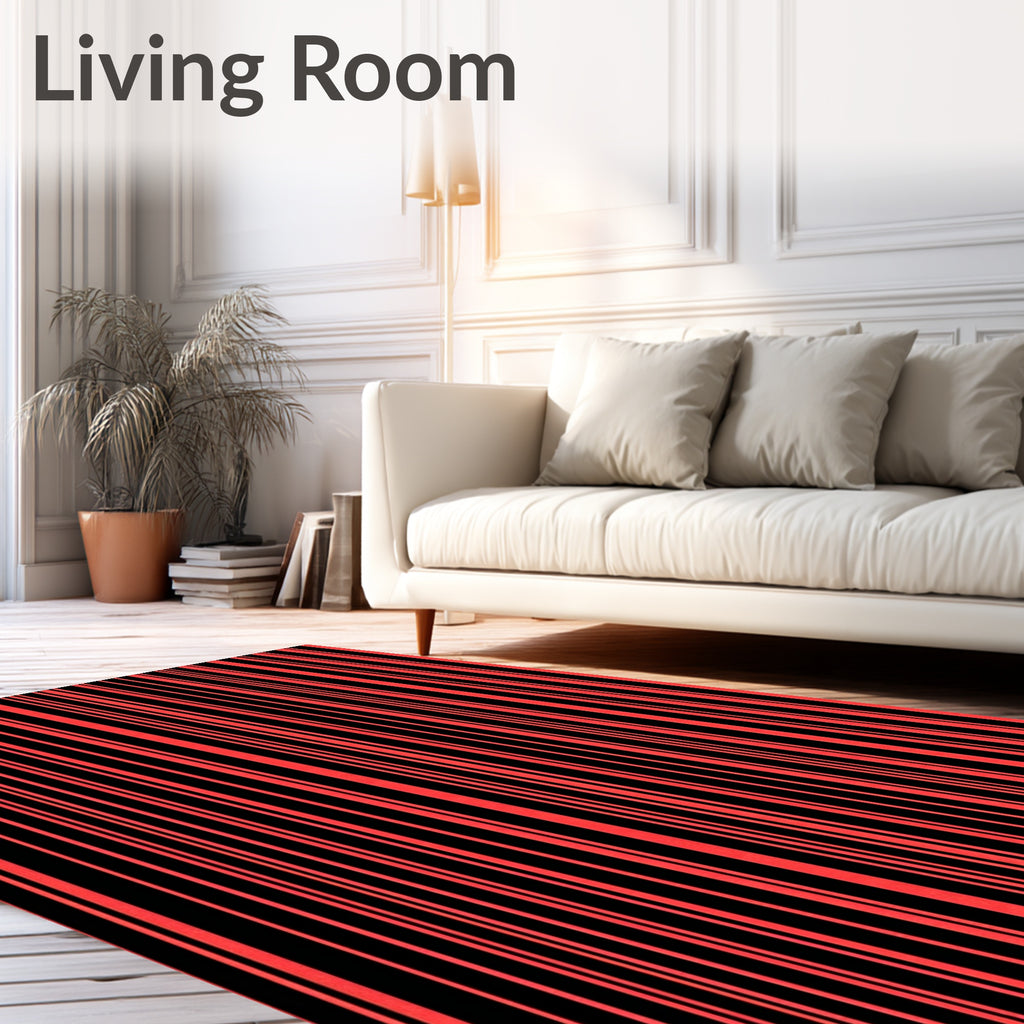 Vibrant Coral Vertical Stripe Rug