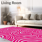 Vibrant Pink White Swirls Triangles Rug
