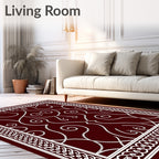 Deep Burgundy Ornate Scrollwork Medallion Rug