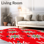 Vibrant Red Sunburst Laurel Swirl Rug