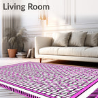 Pink Black Geometric Labyrinth Rug