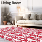 Crimson Floral Vining Symmetry Rug