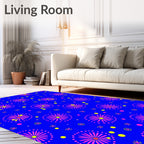 Vibrant Blue Pink Sunburst Scatter Rug