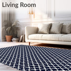Navy White Geometric Heart Collage Rug