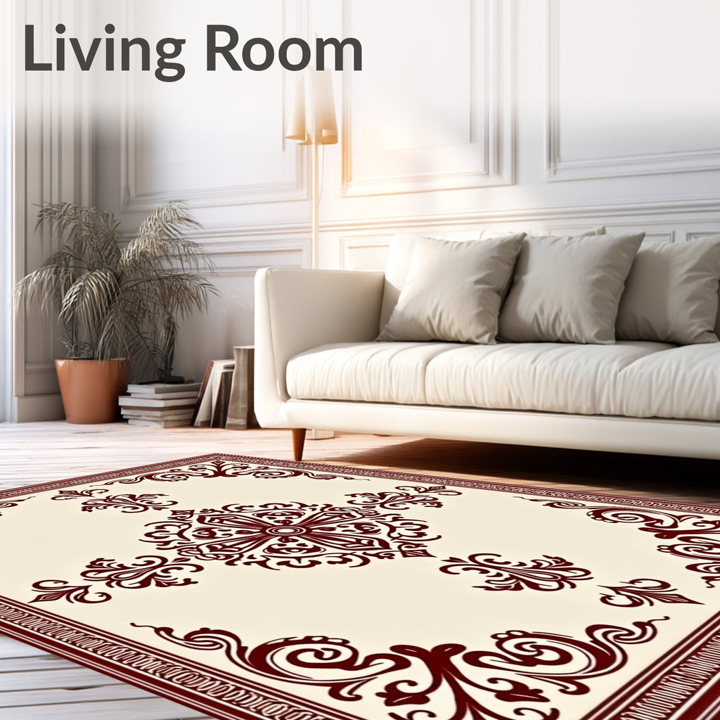 Crimson Ornamental Medallion Textile Rug