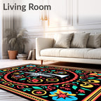 Black Trumpet Floral Medallion Rug