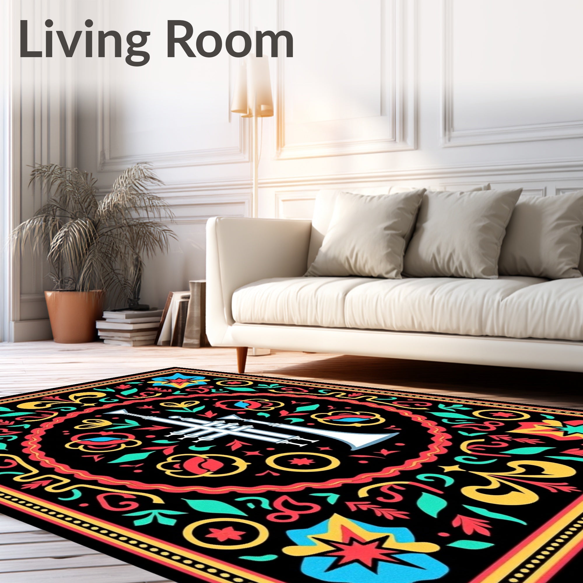 Black Trumpet Floral Medallion Rug