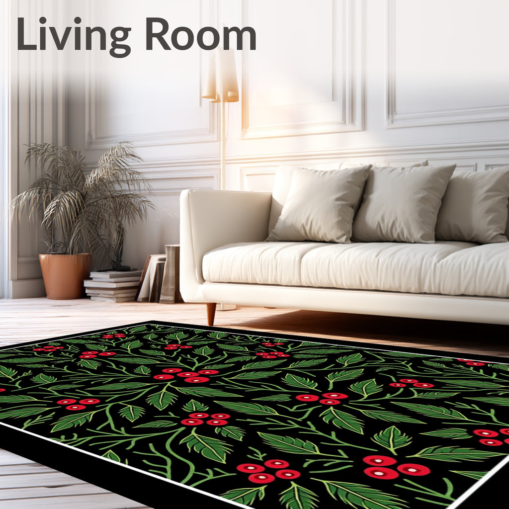 Black Berry Botanical Branches Rug