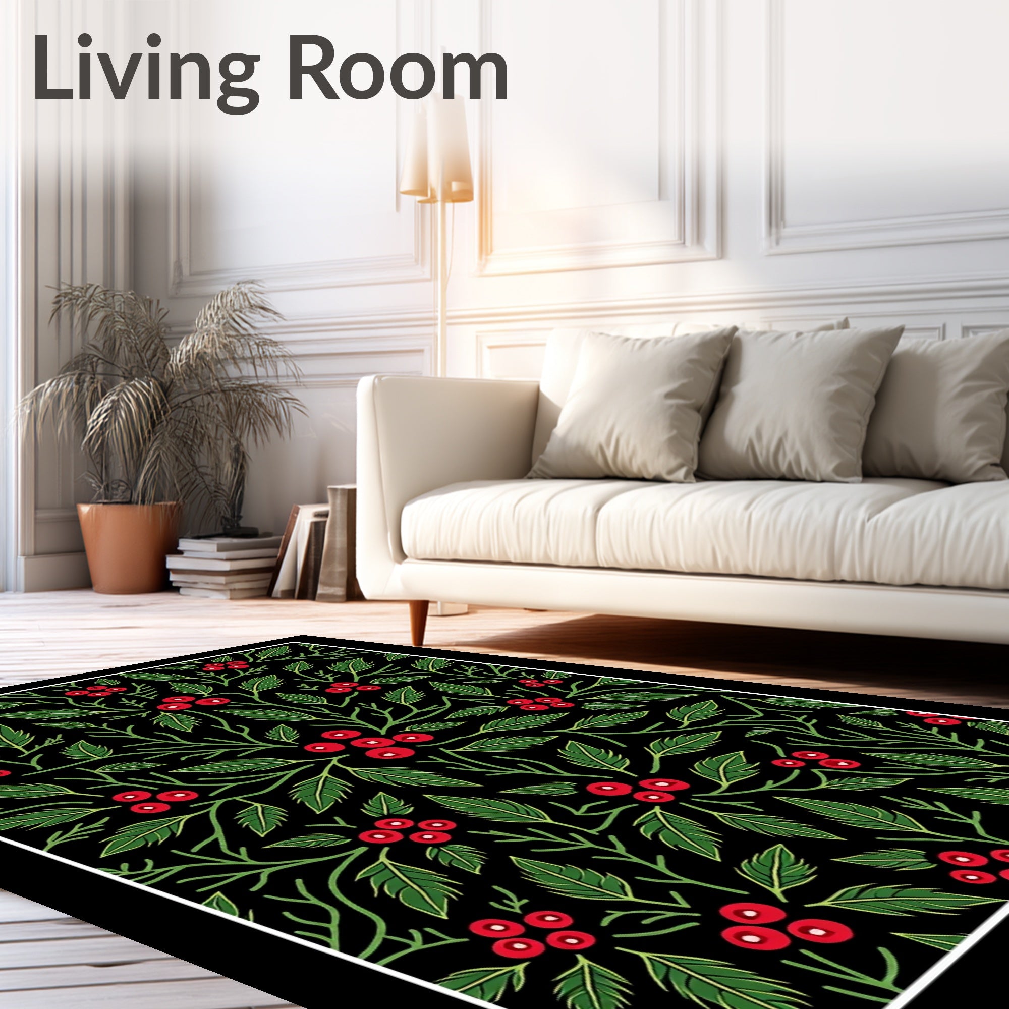 Black Berry Botanical Branches Rug