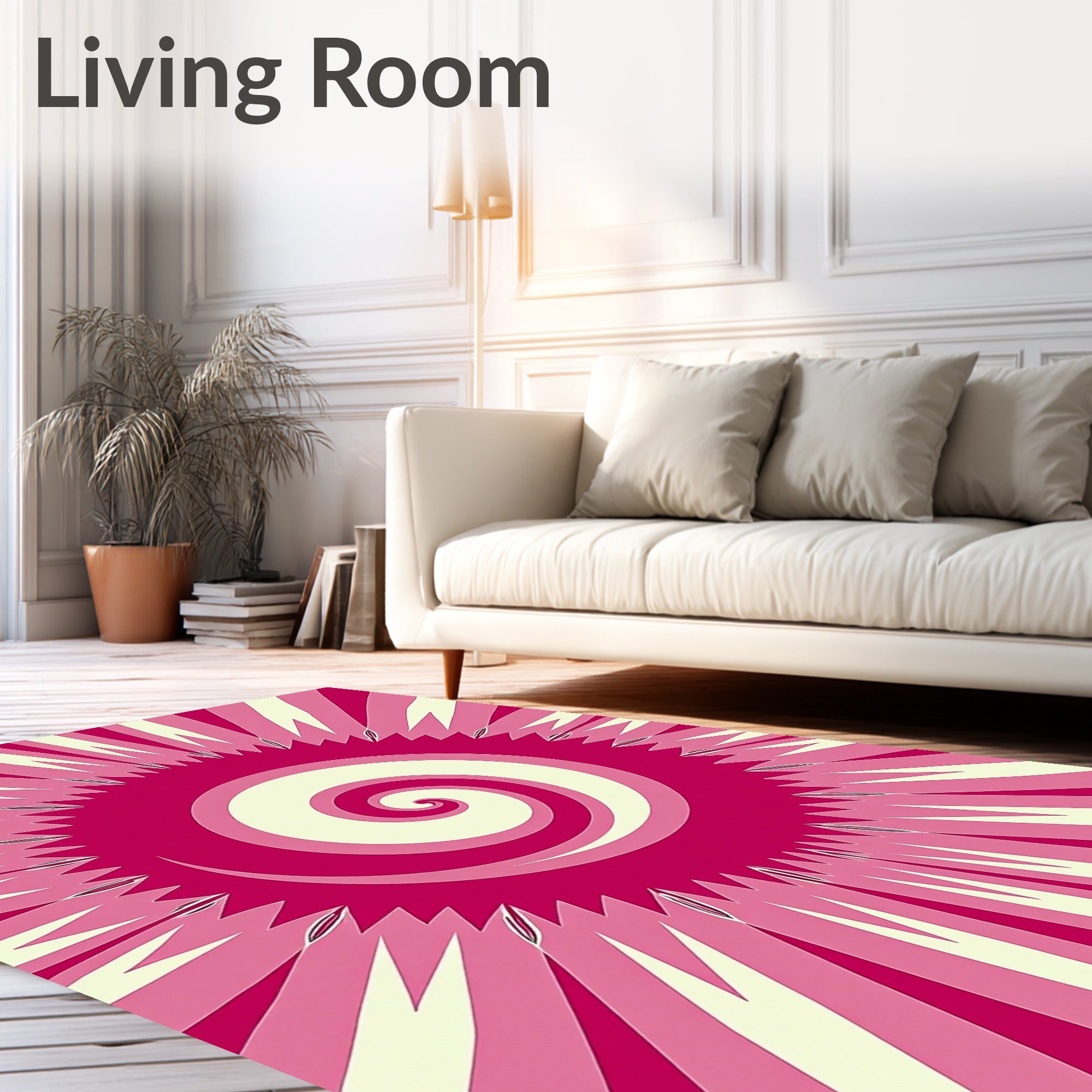Radiant Pink Spiral Sunburst Rug