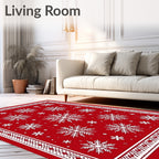 Crimson Snowflake Festive Border Rug