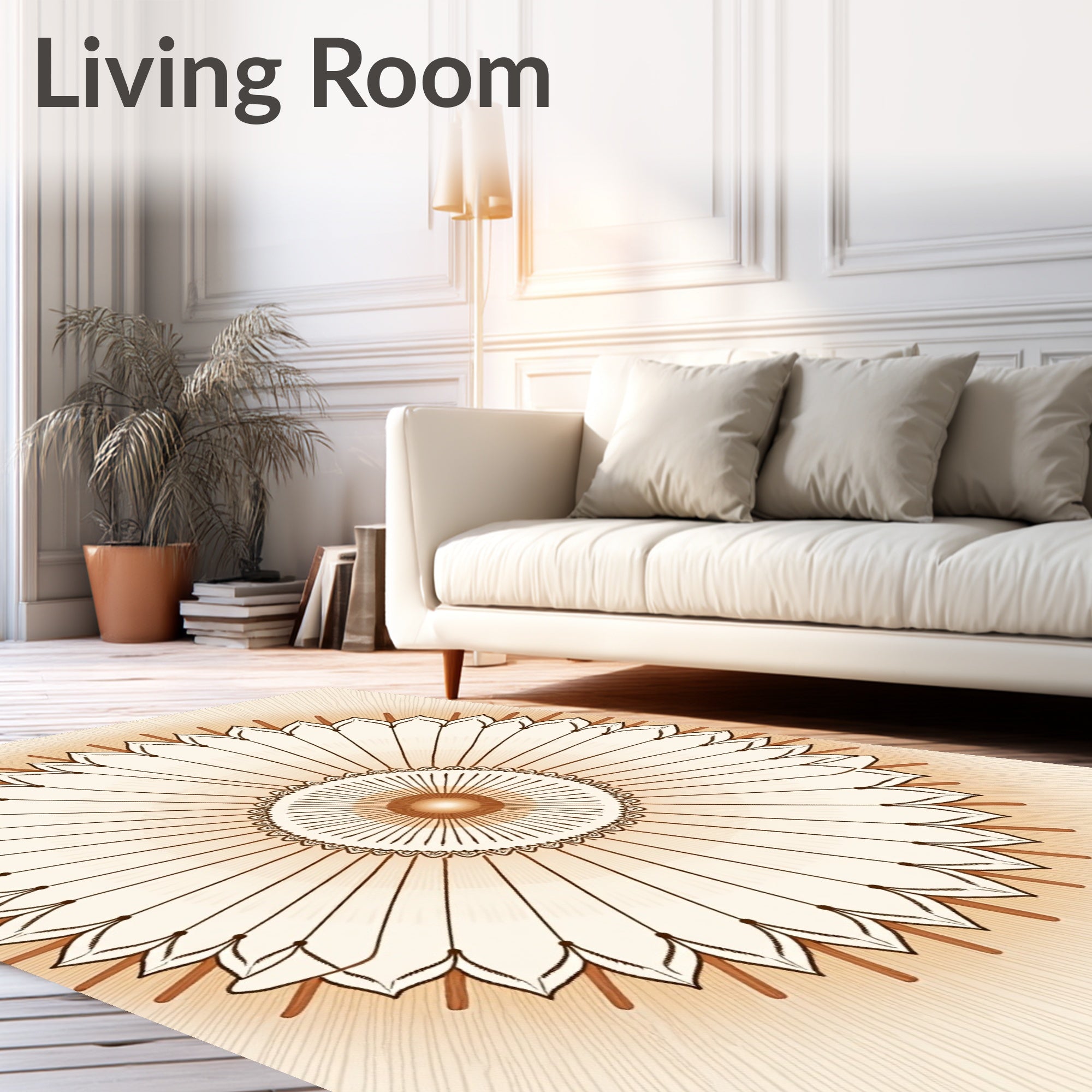 Radiant Sunburst Mandala Medallion Rug