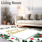 Festive Holly Berry Floral Border Rug