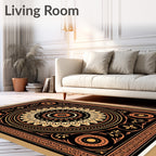 Ornate Black Ochre Mandala Rug