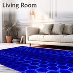 Electric Blue Hexagonal Grid Rug