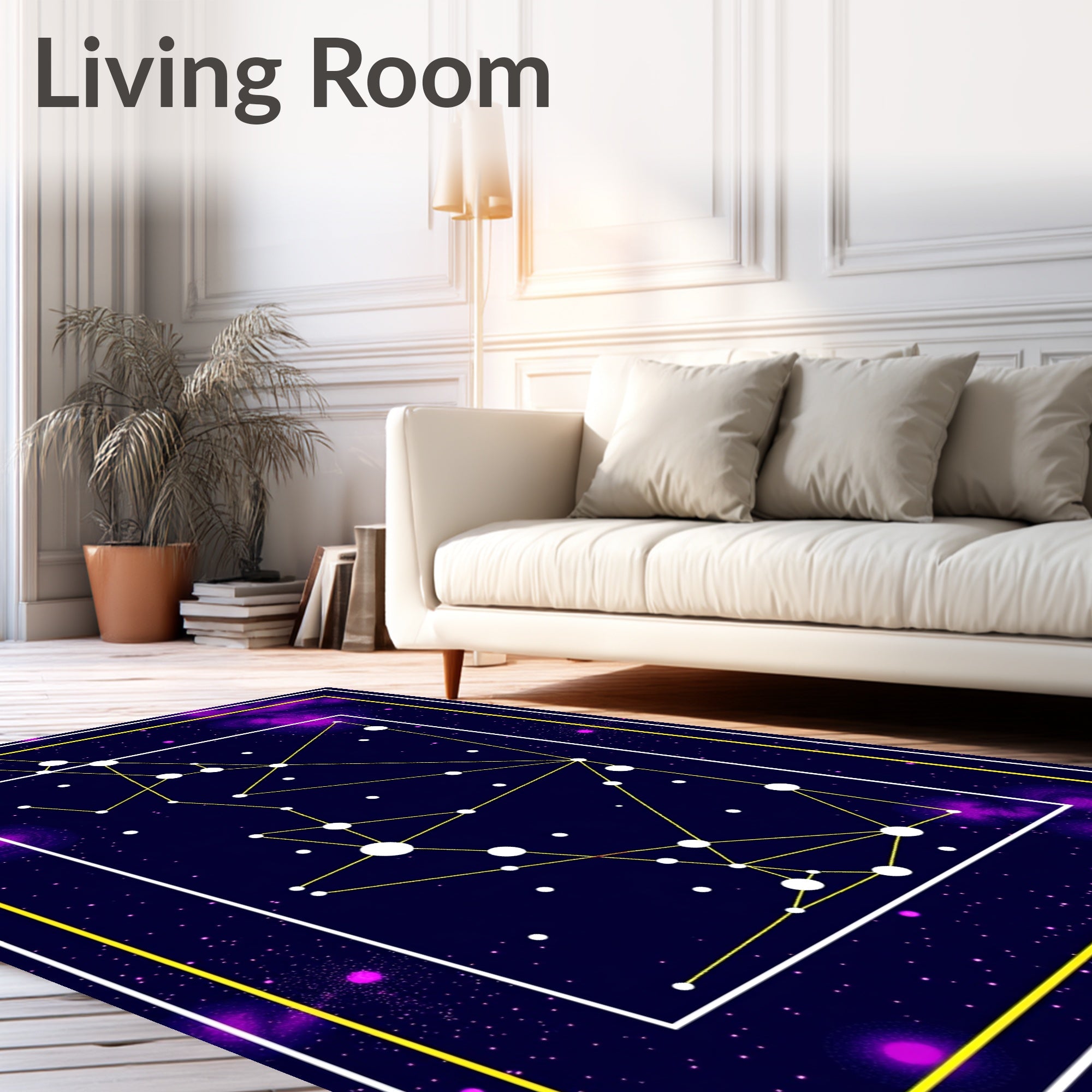 Cosmic Night Yellow Constellation Rug